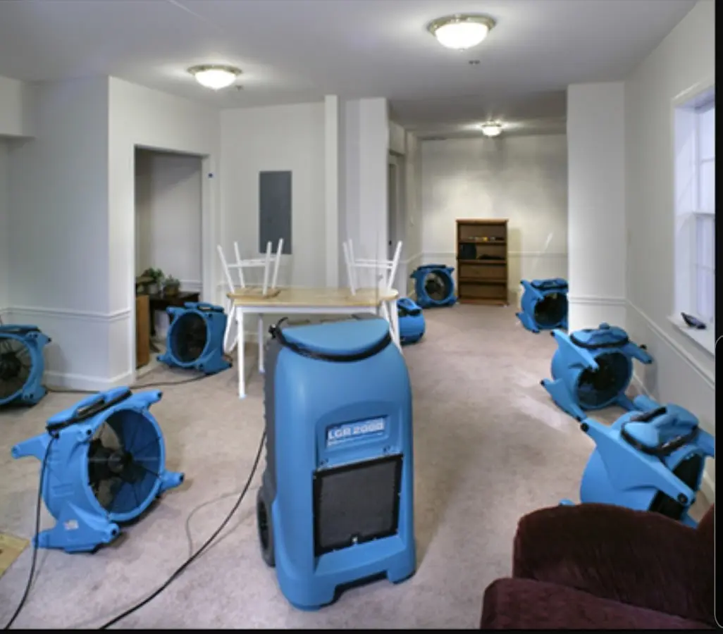 Air movers and dehumidifier setup for Water Extraction & Removal in Live Oak